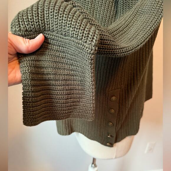 Sonoma Womens L Whimsigoth Green Embossed Brass Anchor Button Tunic Knit Sweater - Picture 5 of 10